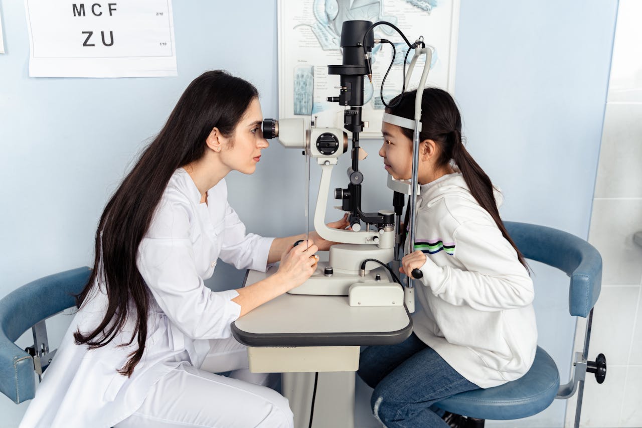 Child getting eye examination
